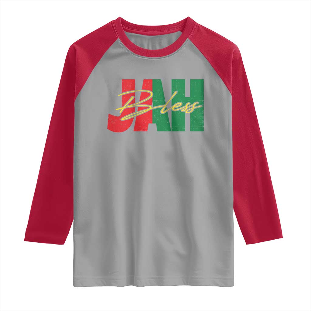 Rastafarian Jah Bless Raglan Shirt Retro Reggae Rastafari Jamaica Rasta - Wonder Print Shop