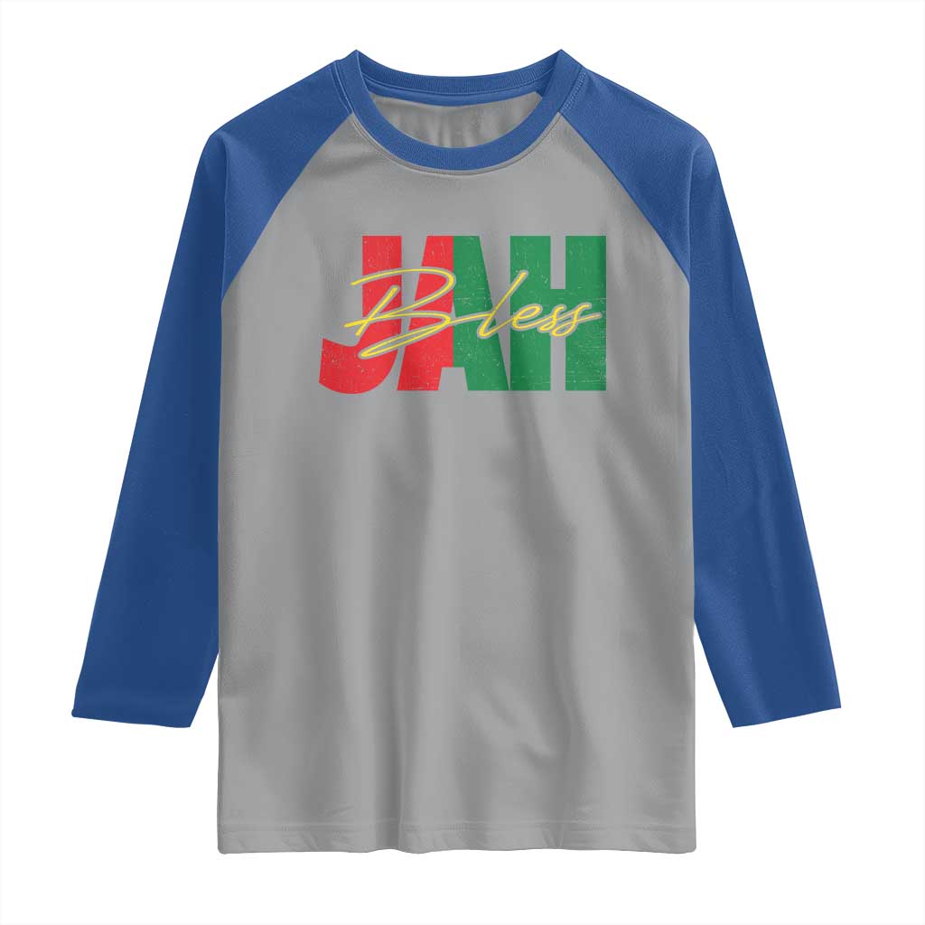 Rastafarian Jah Bless Raglan Shirt Retro Reggae Rastafari Jamaica Rasta - Wonder Print Shop