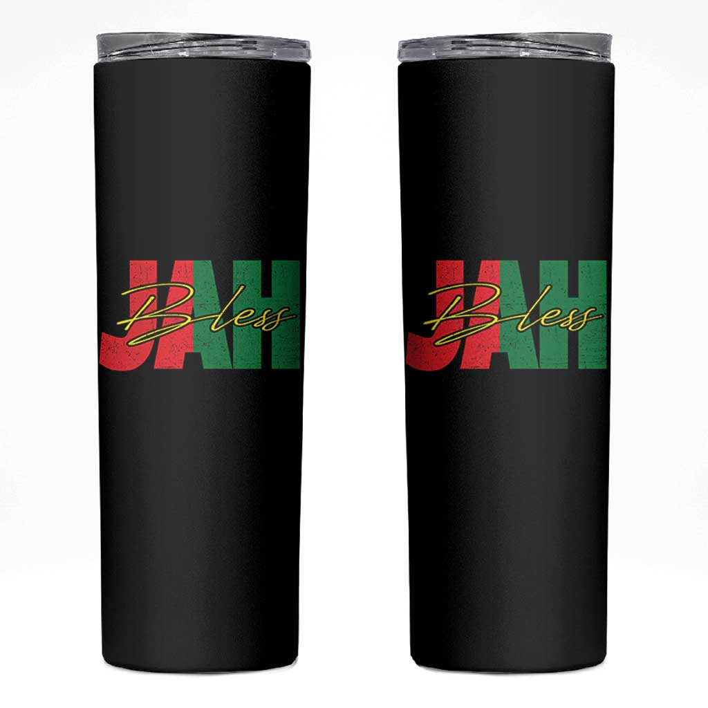 Rastafarian Jah Bless Skinny Tumbler Retro Reggae Rastafari Jamaica Rasta - Wonder Print Shop
