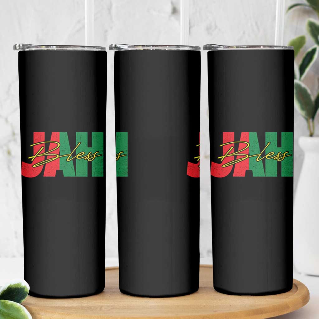 Rastafarian Jah Bless Skinny Tumbler Retro Reggae Rastafari Jamaica Rasta - Wonder Print Shop