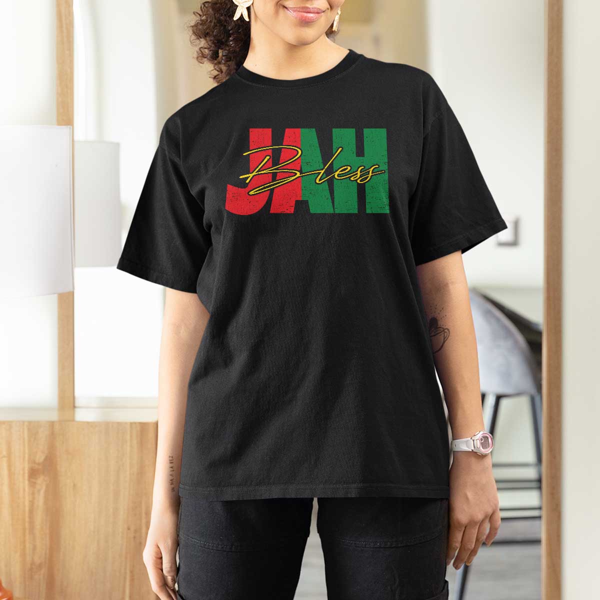 Rastafarian Jah Bless T Shirt For Women Retro Reggae Rastafari Jamaica Rasta - Wonder Print Shop