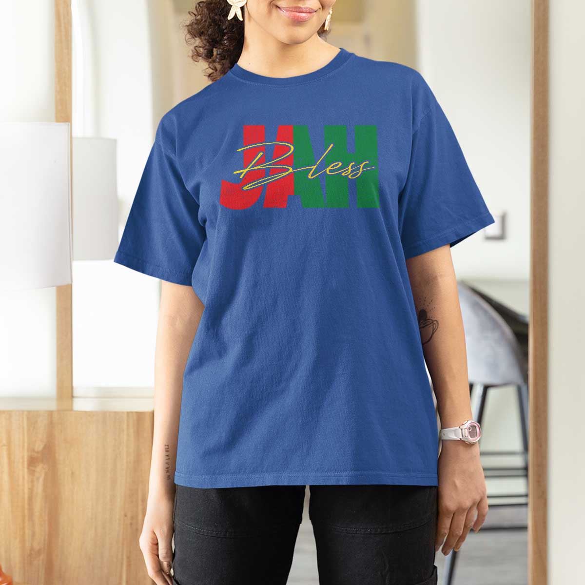 Rastafarian Jah Bless T Shirt For Women Retro Reggae Rastafari Jamaica Rasta - Wonder Print Shop