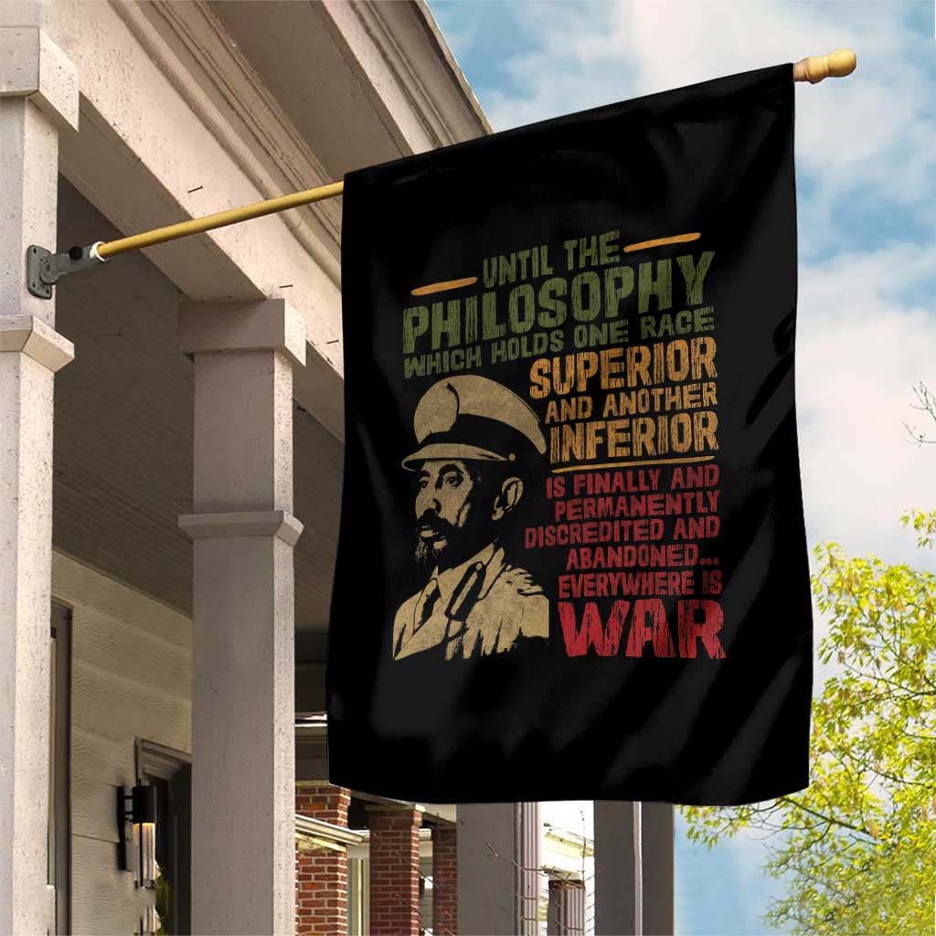 Haile Selassie Garden Flag War Speech Lion of Judah Rasta Jah Bless - Wonder Print Shop