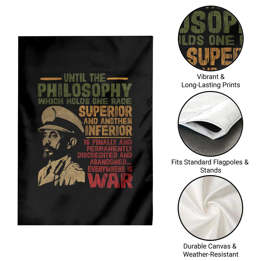 Haile Selassie Garden Flag War Speech Lion of Judah Rasta Jah Bless - Wonder Print Shop