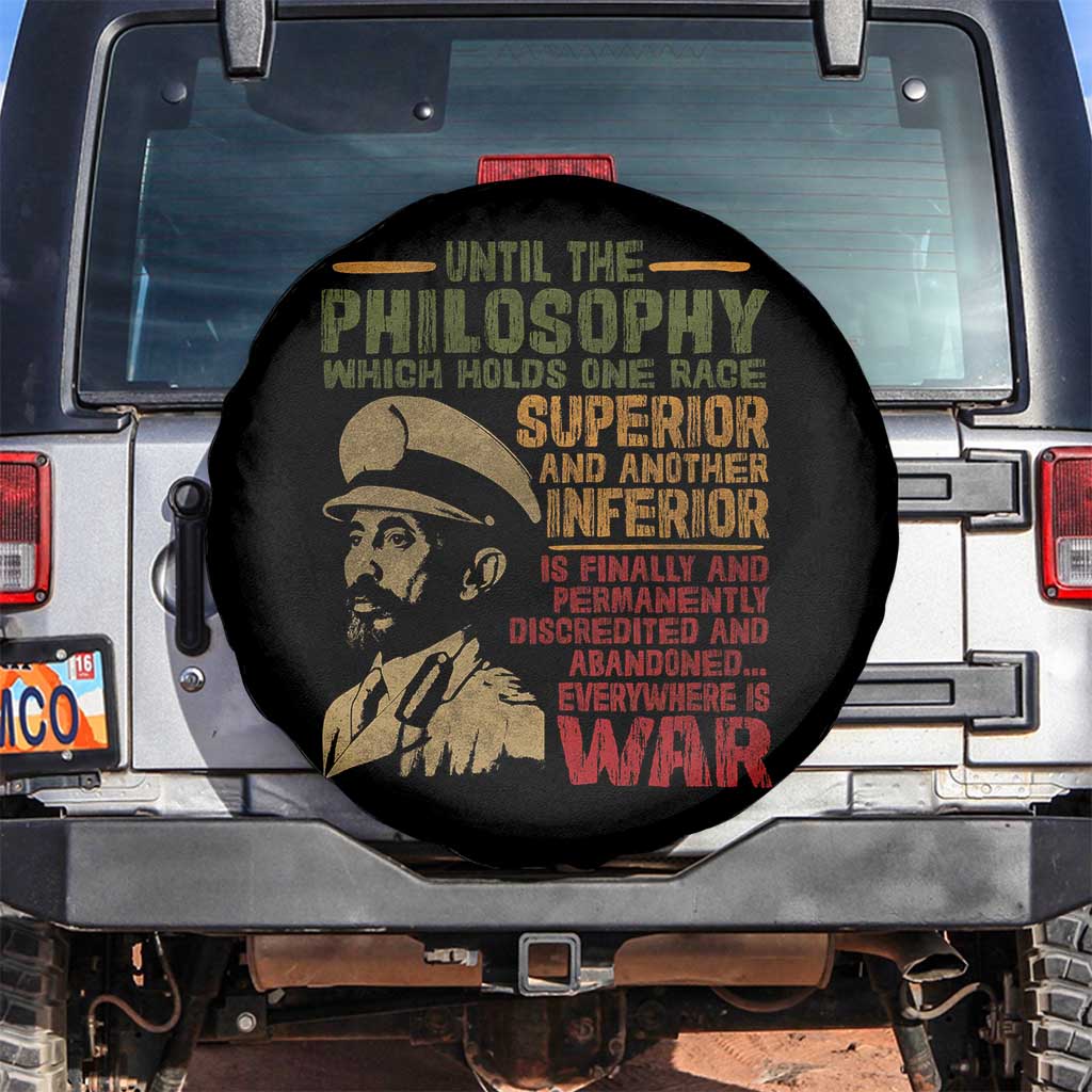 Haile Selassie Spare Tire Cover War Speech Lion of Judah Rasta Jah Bless - Wonder Print Shop