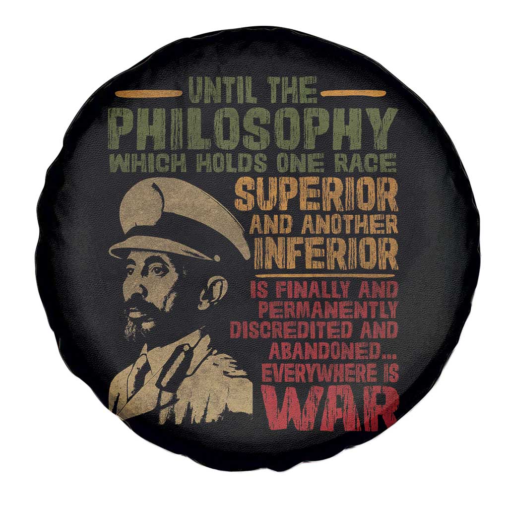 Haile Selassie Spare Tire Cover War Speech Lion of Judah Rasta Jah Bless - Wonder Print Shop
