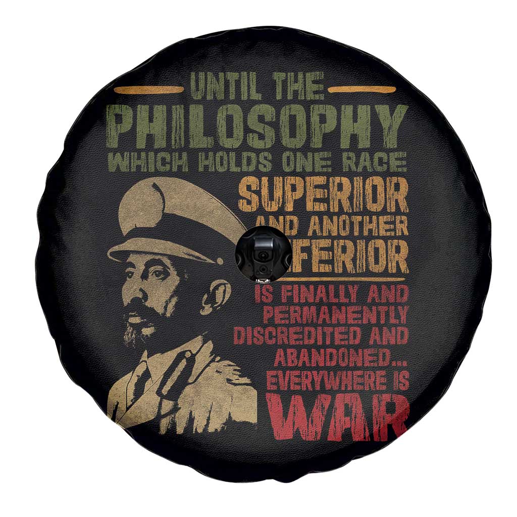 Haile Selassie Spare Tire Cover War Speech Lion of Judah Rasta Jah Bless - Wonder Print Shop