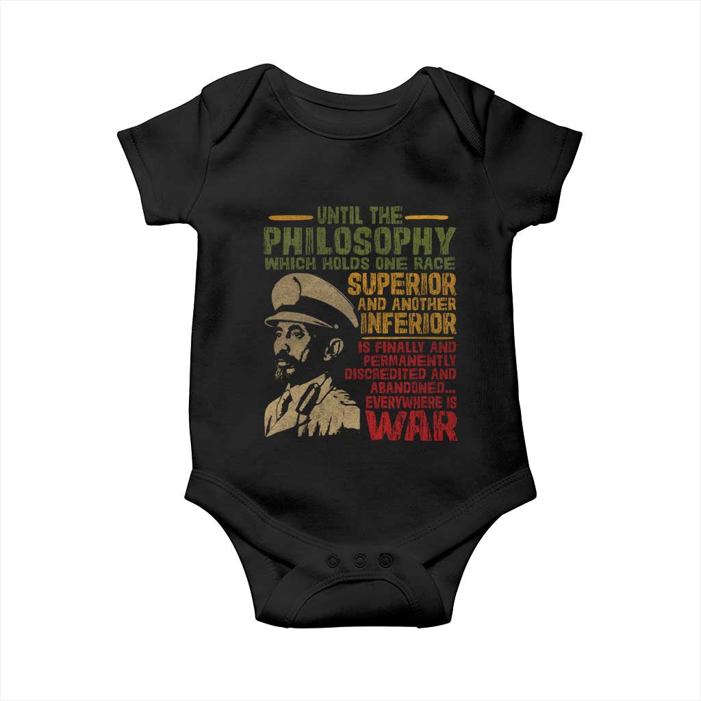 Haile Selassie Baby Onesie War Speech Lion of Judah Rasta Jah Bless - Wonder Print Shop