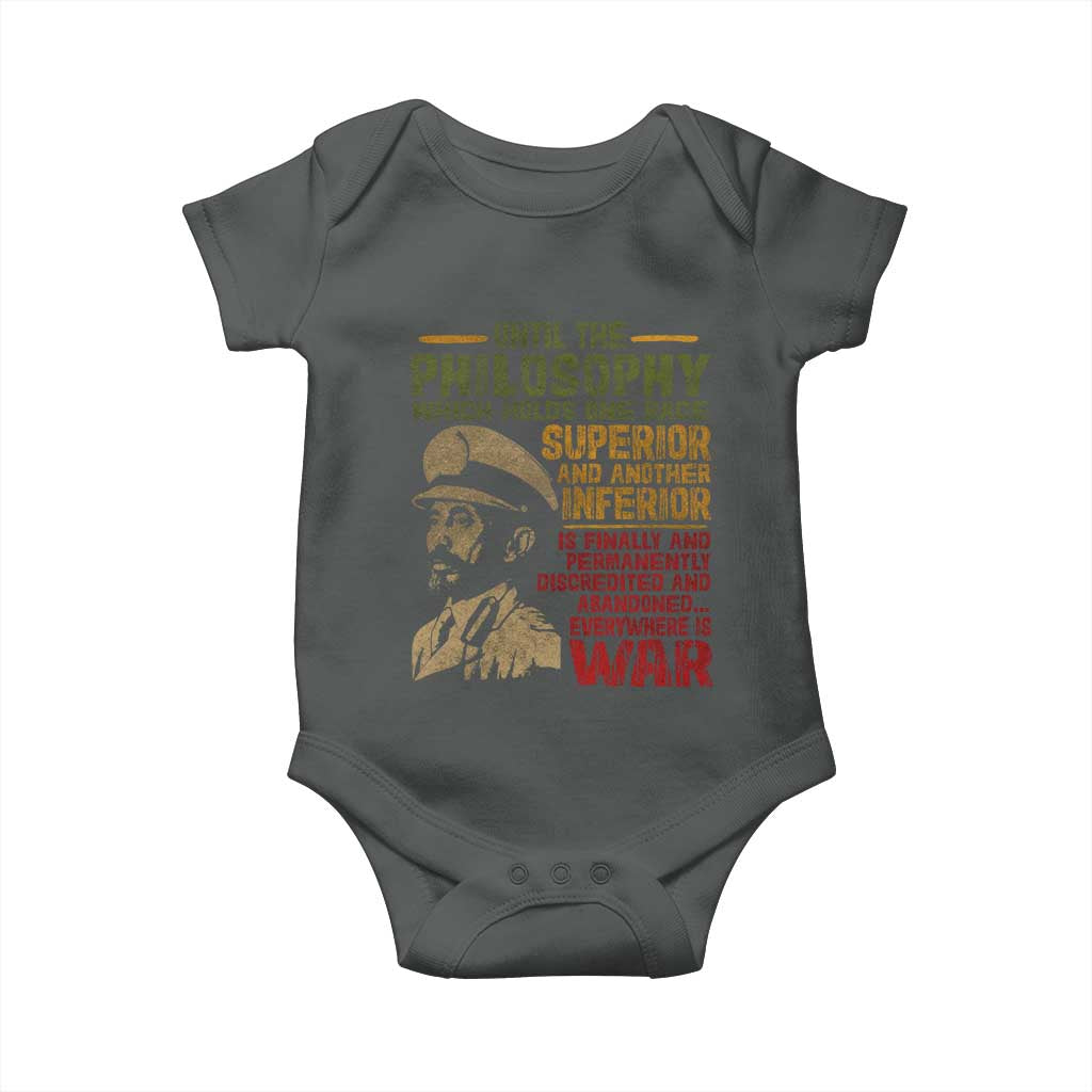 Haile Selassie Baby Onesie War Speech Lion of Judah Rasta Jah Bless - Wonder Print Shop