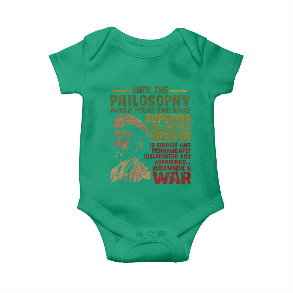 Haile Selassie Baby Onesie War Speech Lion of Judah Rasta Jah Bless - Wonder Print Shop