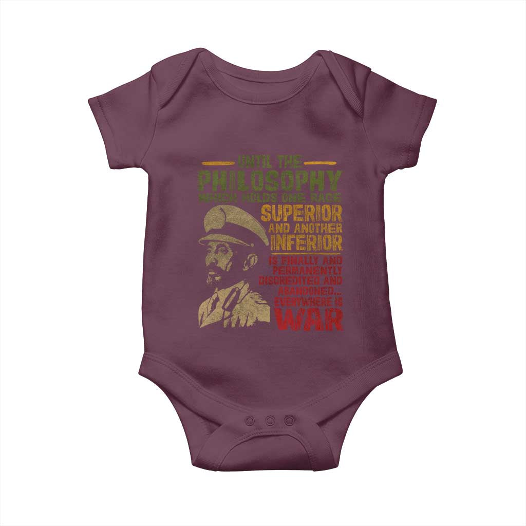 Haile Selassie Baby Onesie War Speech Lion of Judah Rasta Jah Bless - Wonder Print Shop