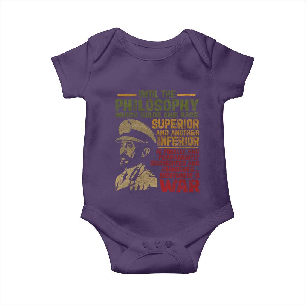 Haile Selassie Baby Onesie War Speech Lion of Judah Rasta Jah Bless - Wonder Print Shop