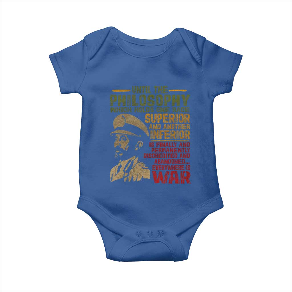 Haile Selassie Baby Onesie War Speech Lion of Judah Rasta Jah Bless - Wonder Print Shop