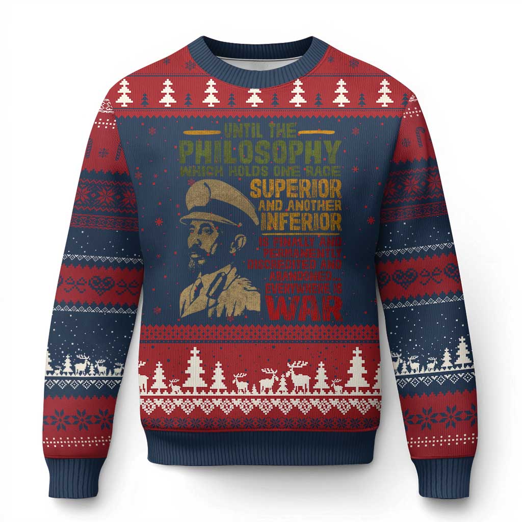 Haile Selassie Ugly Christmas Sweater War Speech Lion of Judah Rasta Jah Bless - Wonder Print Shop