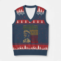 Haile Selassie V-Neck Knit Sweater Vest War Speech Lion of Judah Rasta Jah Bless - Wonder Print Shop