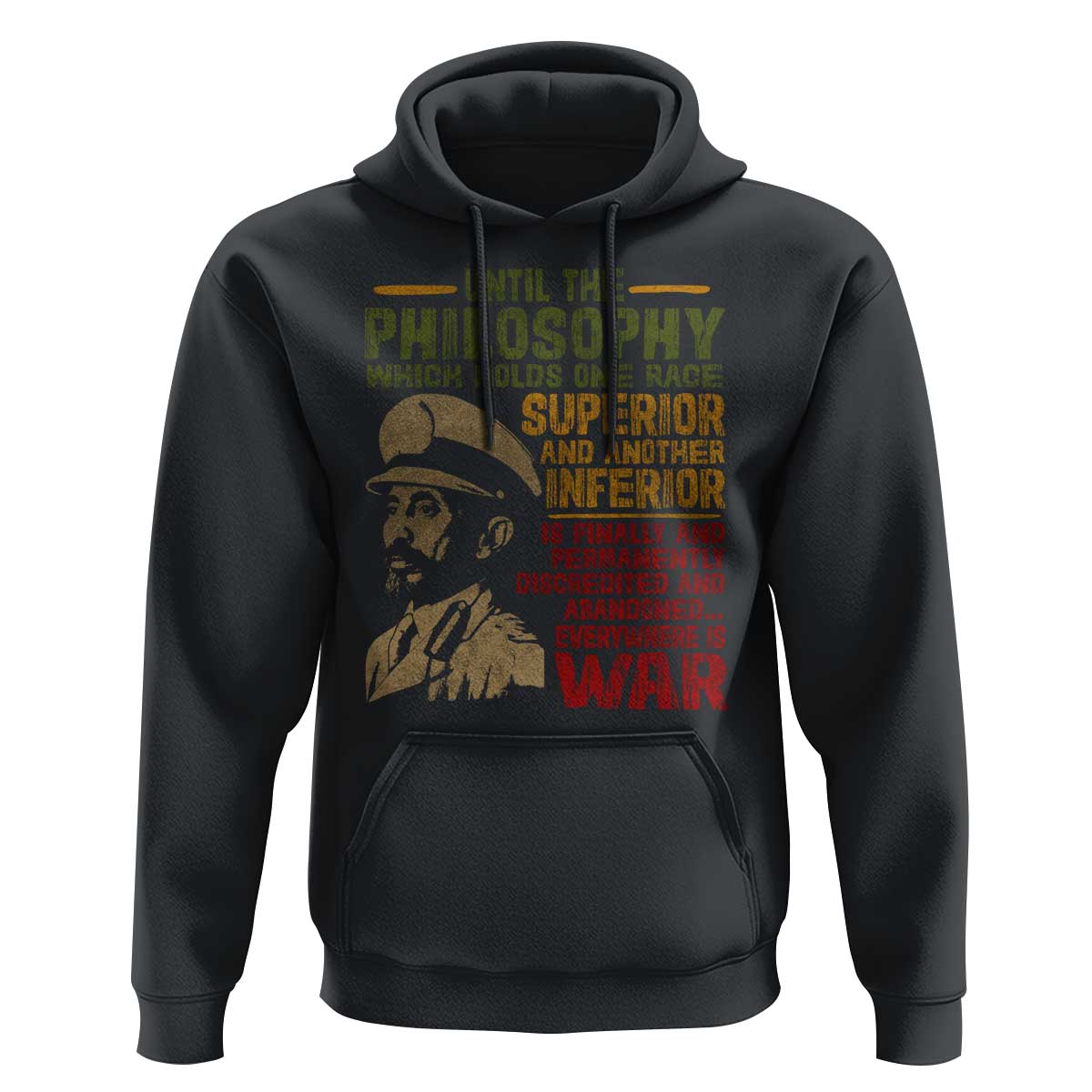 Haile Selassie Hoodie War Speech Lion of Judah Rasta Jah Bless - Wonder Print Shop