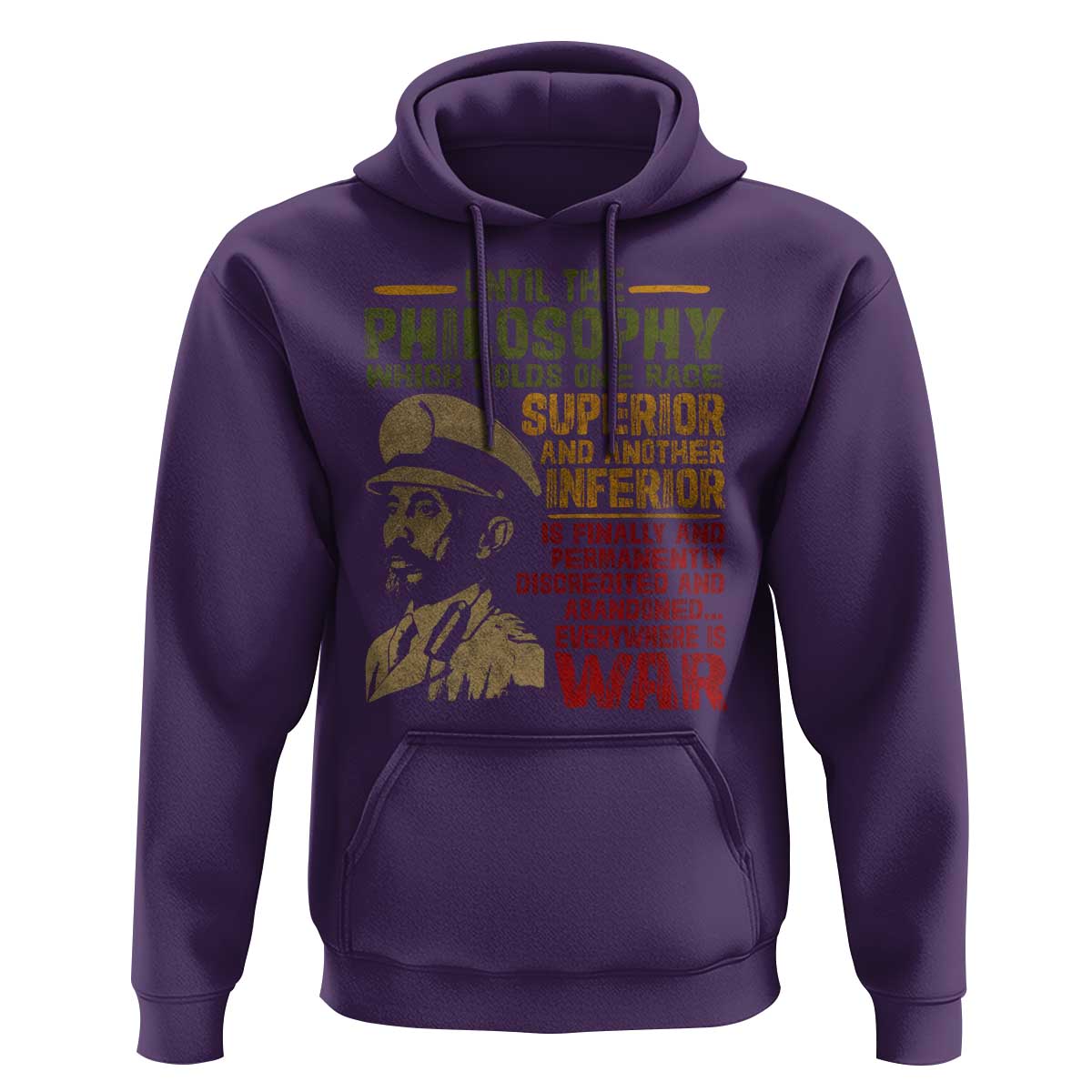 Haile Selassie Hoodie War Speech Lion of Judah Rasta Jah Bless - Wonder Print Shop