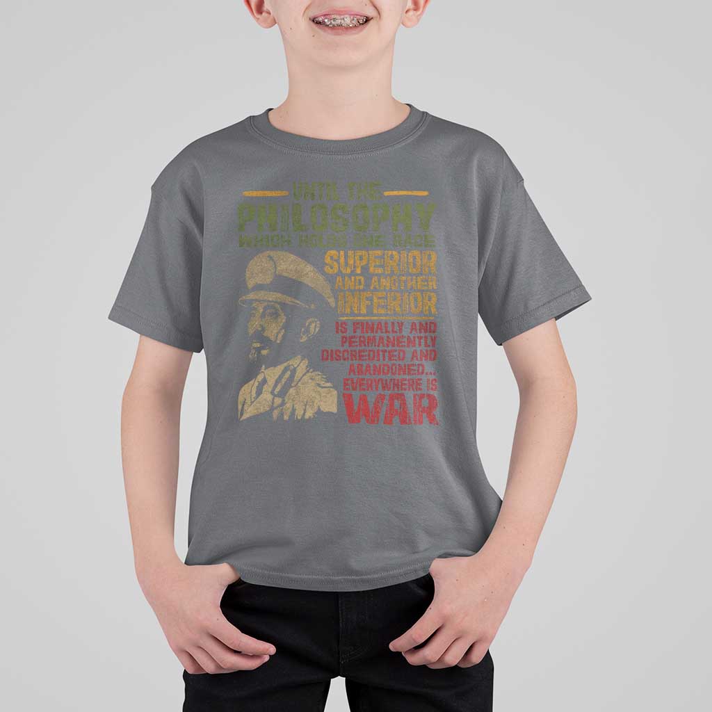 Haile Selassie T Shirt For Kid War Speech Lion of Judah Rasta Jah Bless - Wonder Print Shop