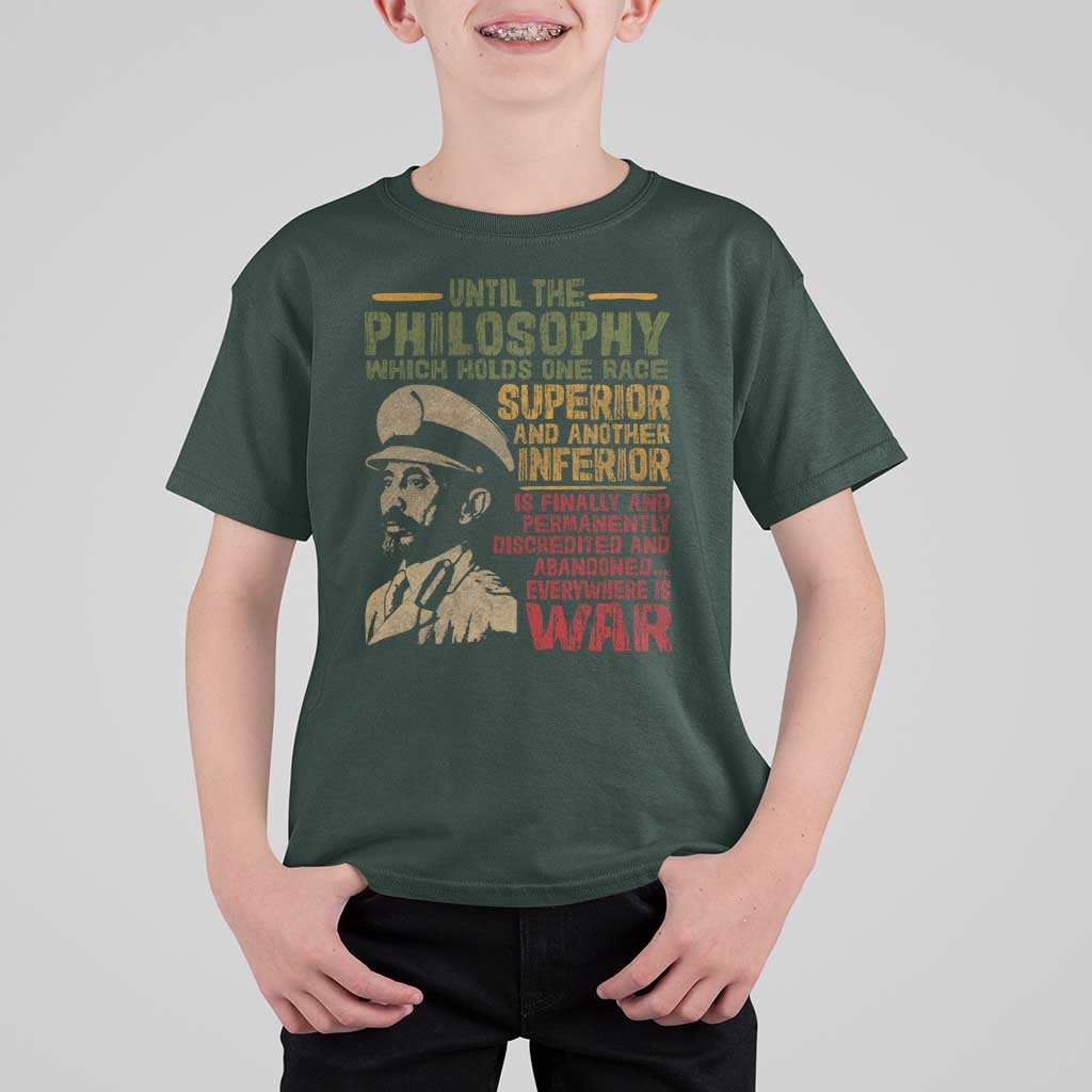 Haile Selassie T Shirt For Kid War Speech Lion of Judah Rasta Jah Bless - Wonder Print Shop