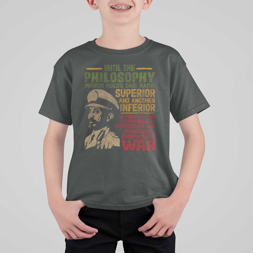 Haile Selassie T Shirt For Kid War Speech Lion of Judah Rasta Jah Bless - Wonder Print Shop