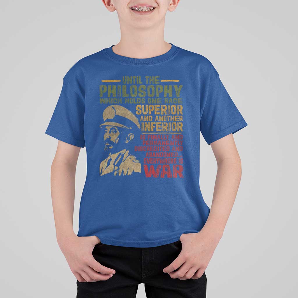 Haile Selassie T Shirt For Kid War Speech Lion of Judah Rasta Jah Bless - Wonder Print Shop