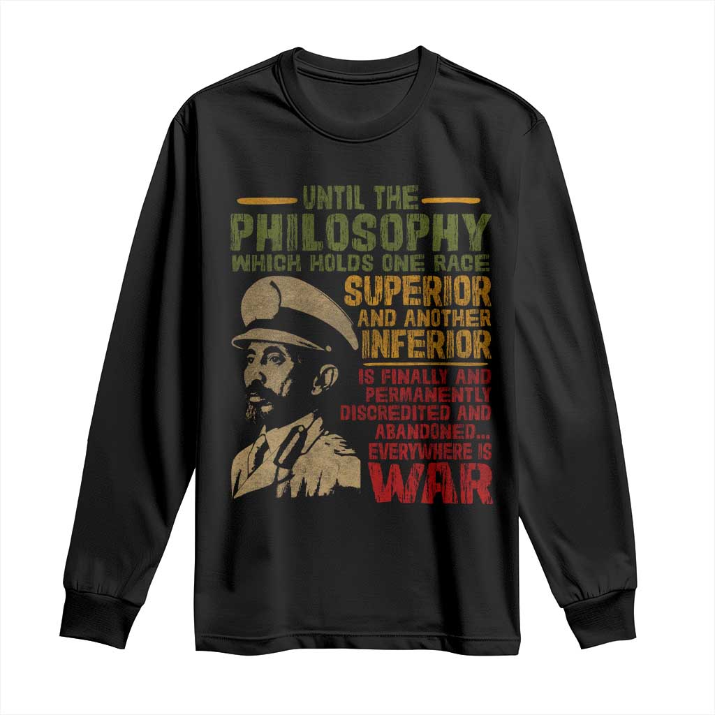 Haile Selassie Long Sleeve Shirt War Speech Lion of Judah Rasta Jah Bless - Wonder Print Shop
