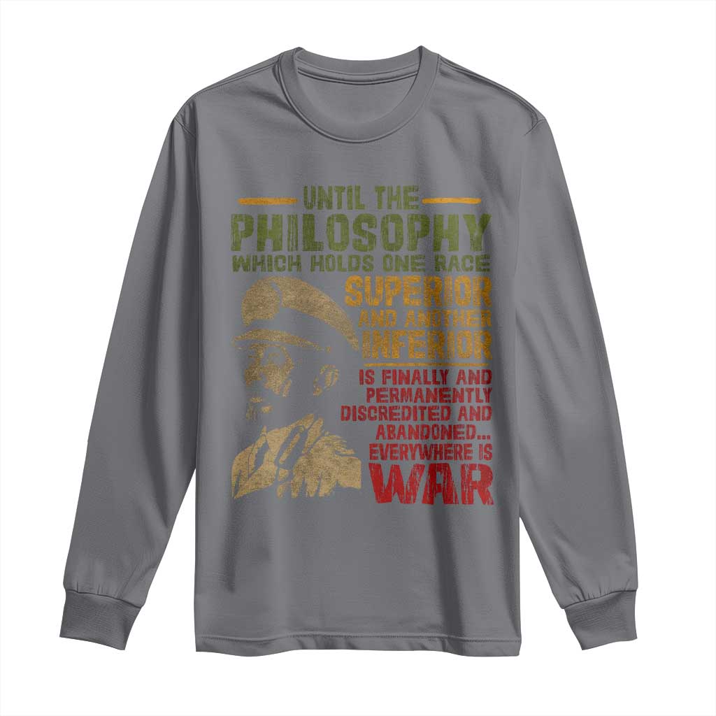 Haile Selassie Long Sleeve Shirt War Speech Lion of Judah Rasta Jah Bless - Wonder Print Shop