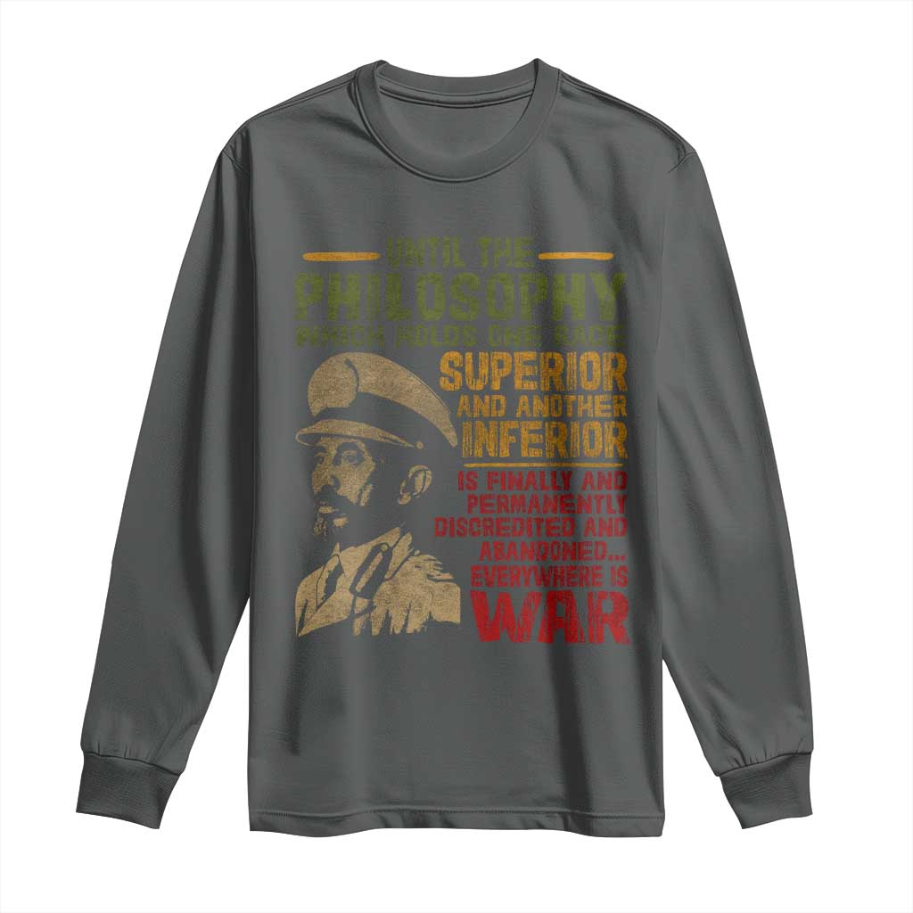 Haile Selassie Long Sleeve Shirt War Speech Lion of Judah Rasta Jah Bless - Wonder Print Shop