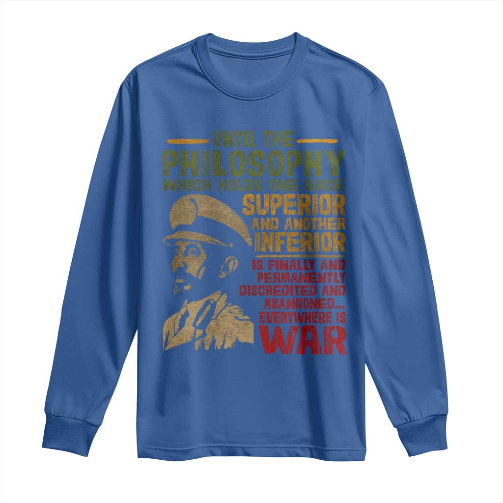 Haile Selassie Long Sleeve Shirt War Speech Lion of Judah Rasta Jah Bless - Wonder Print Shop