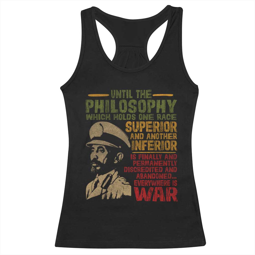 Haile Selassie Racerback Tank Top War Speech Lion of Judah Rasta Jah Bless - Wonder Print Shop