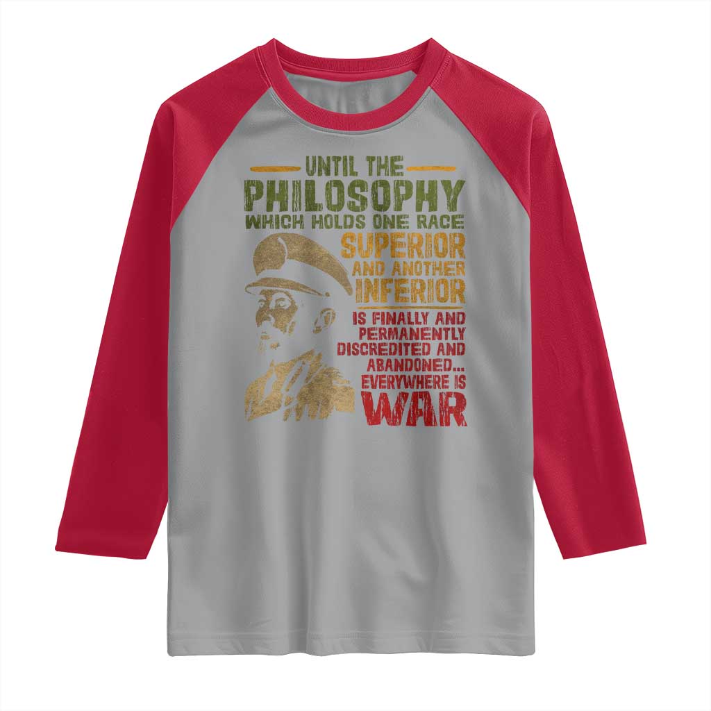 Haile Selassie Raglan Shirt War Speech Lion of Judah Rasta Jah Bless - Wonder Print Shop