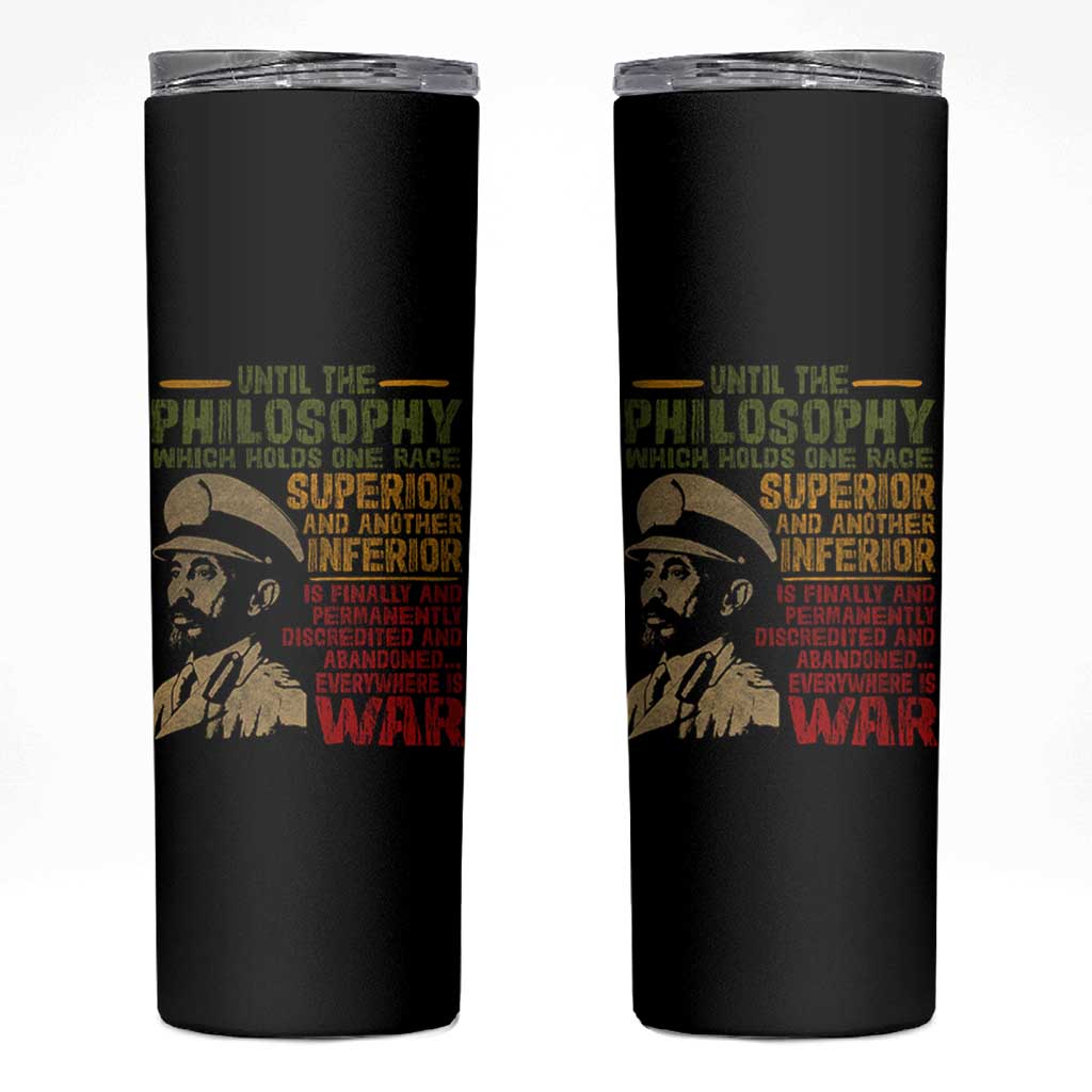 Haile Selassie Skinny Tumbler War Speech Lion of Judah Rasta Jah Bless - Wonder Print Shop