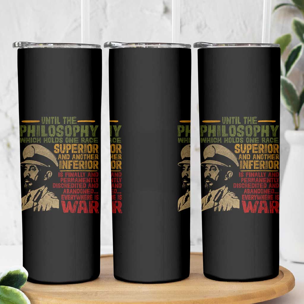 Haile Selassie Skinny Tumbler War Speech Lion of Judah Rasta Jah Bless - Wonder Print Shop