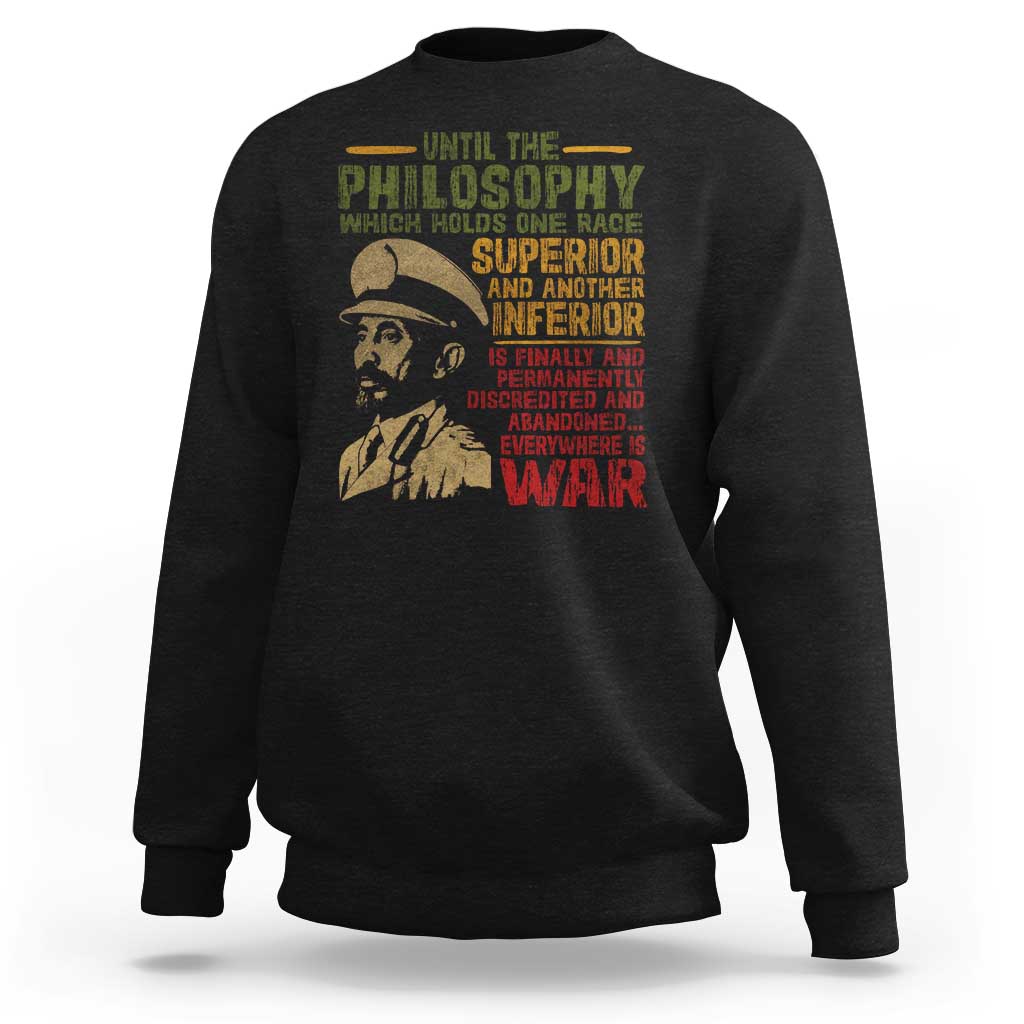 Haile Selassie Sweatshirt War Speech Lion of Judah Rasta Jah Bless - Wonder Print Shop