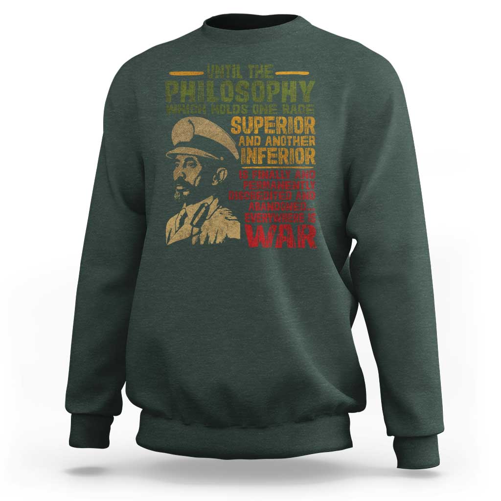 Haile Selassie Sweatshirt War Speech Lion of Judah Rasta Jah Bless - Wonder Print Shop