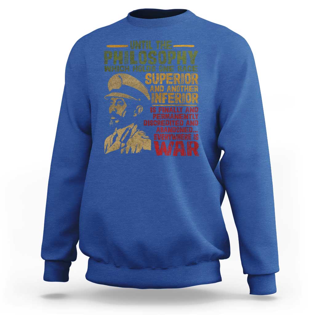 Haile Selassie Sweatshirt War Speech Lion of Judah Rasta Jah Bless - Wonder Print Shop