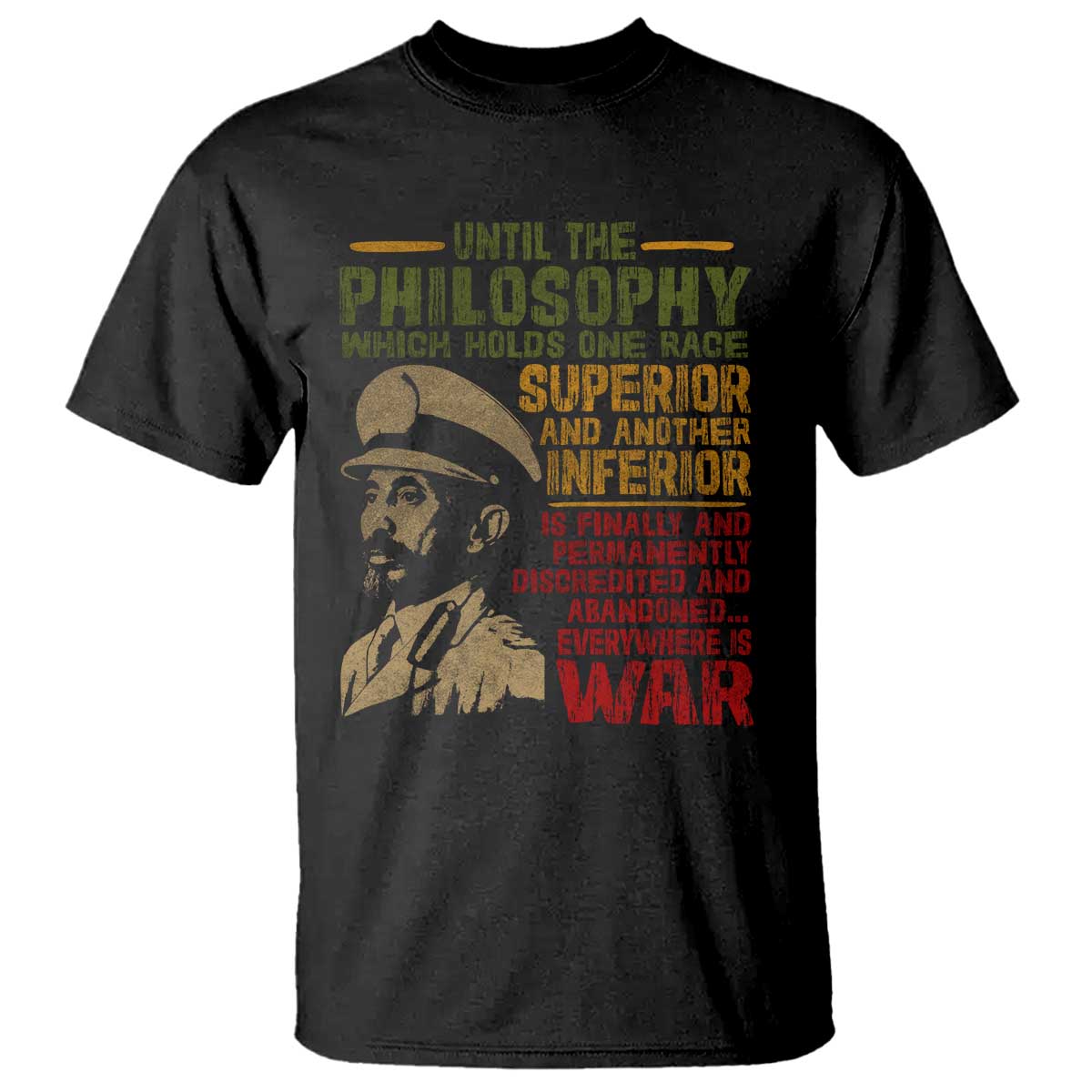 Haile Selassie T Shirt War Speech Lion of Judah Rasta Jah Bless - Wonder Print Shop