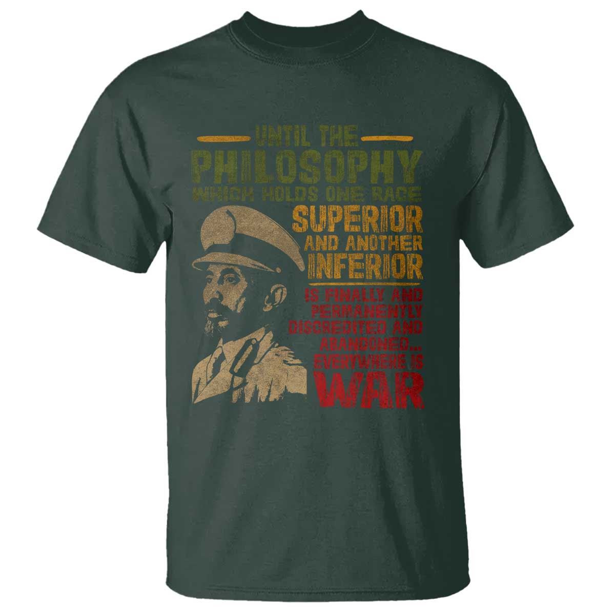 Haile Selassie T Shirt War Speech Lion of Judah Rasta Jah Bless - Wonder Print Shop