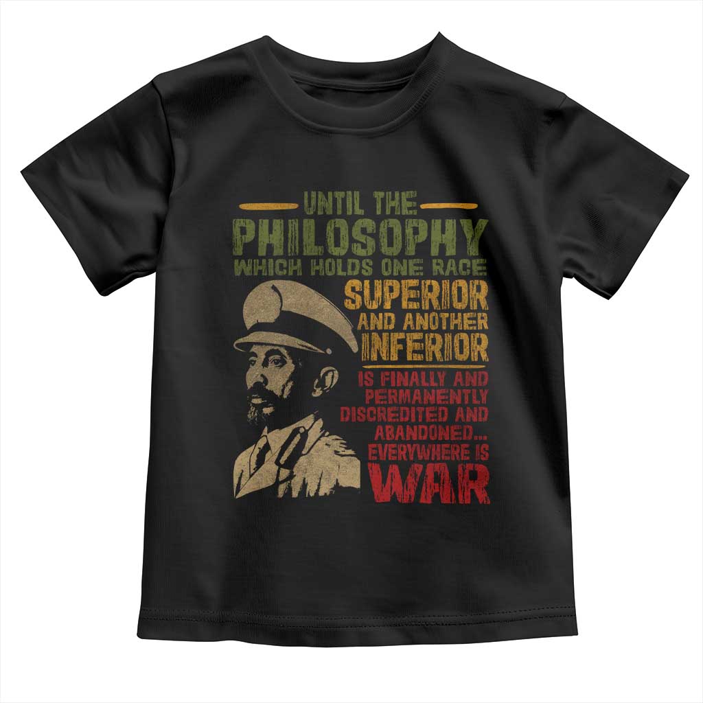 Haile Selassie Toddler T Shirt War Speech Lion of Judah Rasta Jah Bless - Wonder Print Shop
