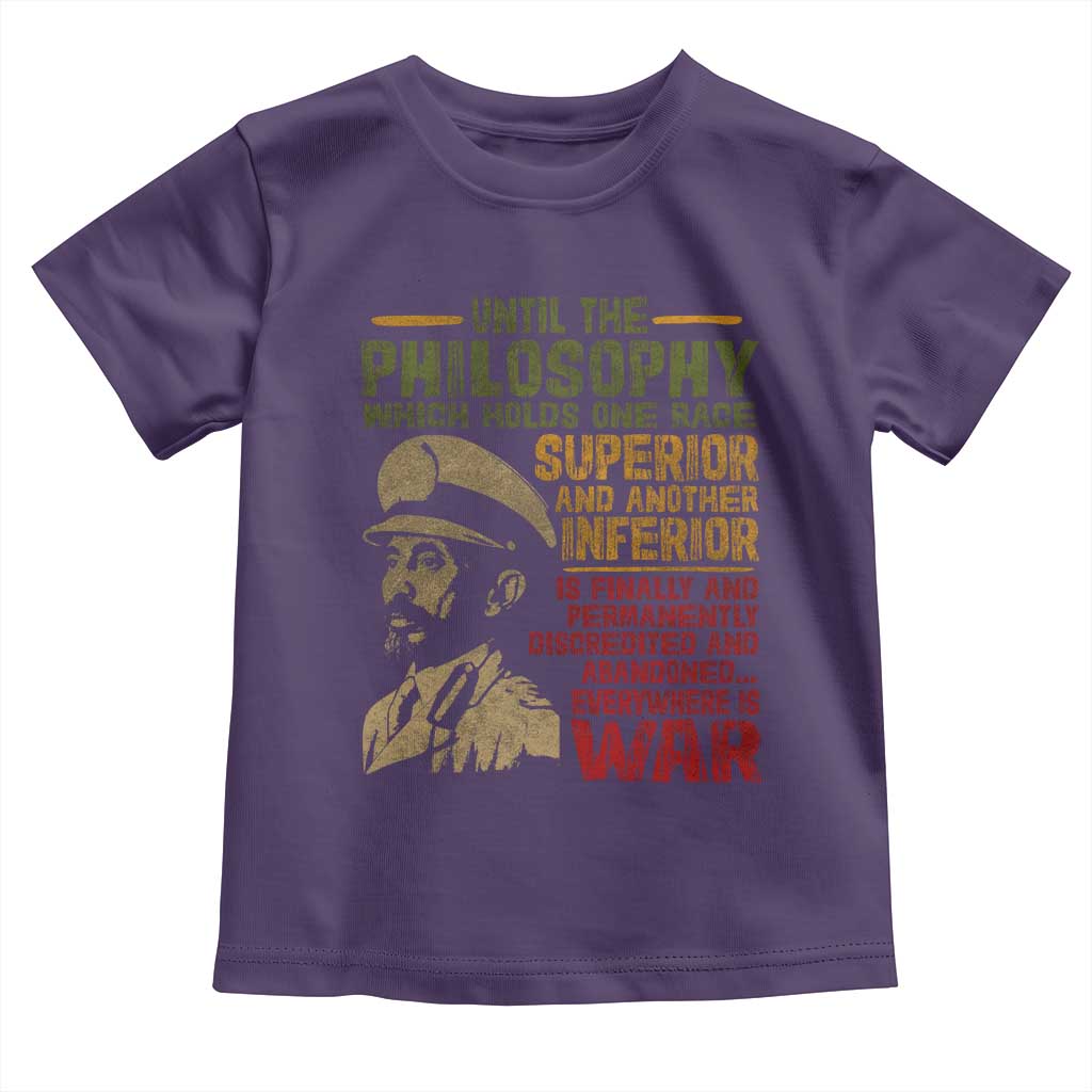 Haile Selassie Toddler T Shirt War Speech Lion of Judah Rasta Jah Bless - Wonder Print Shop