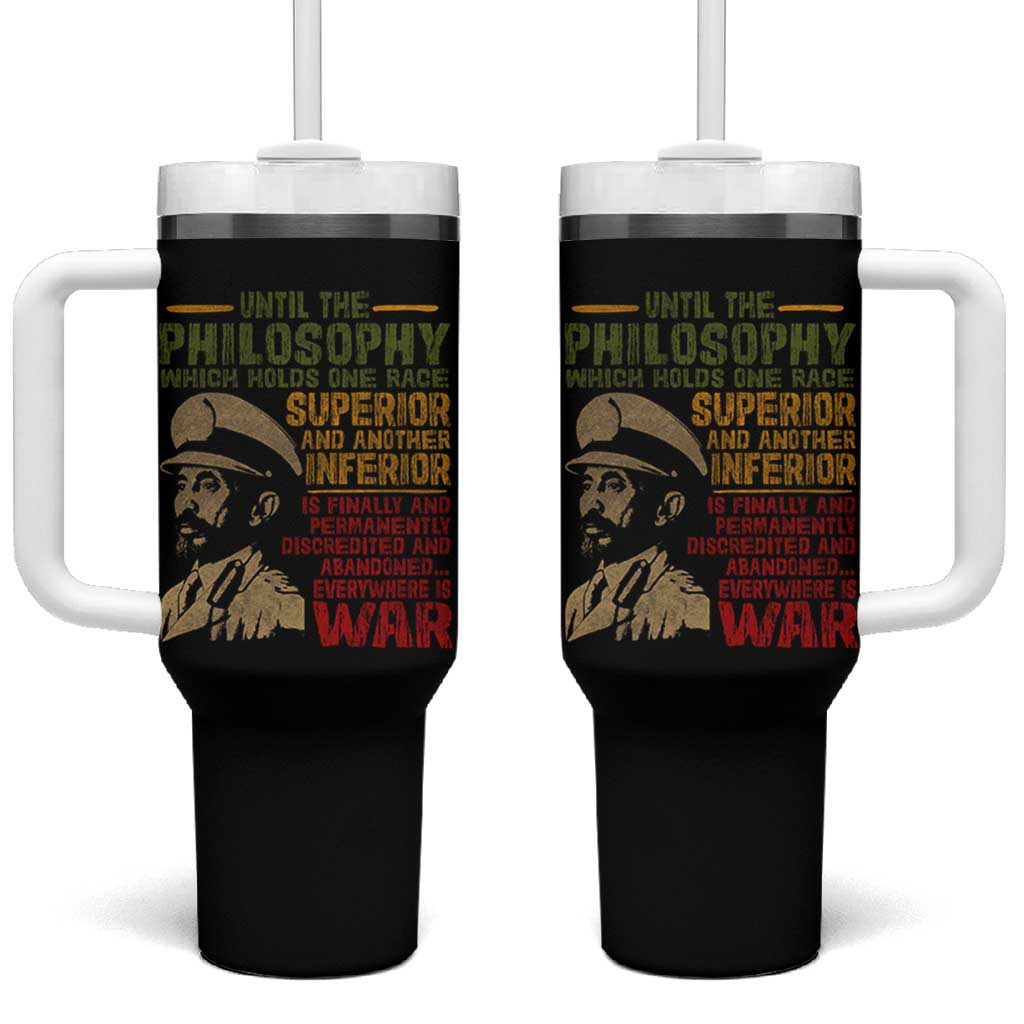 Haile Selassie Tumbler With Handle War Speech Lion of Judah Rasta Jah Bless - Wonder Print Shop