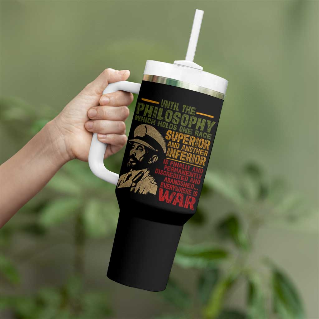 Haile Selassie Tumbler With Handle War Speech Lion of Judah Rasta Jah Bless - Wonder Print Shop