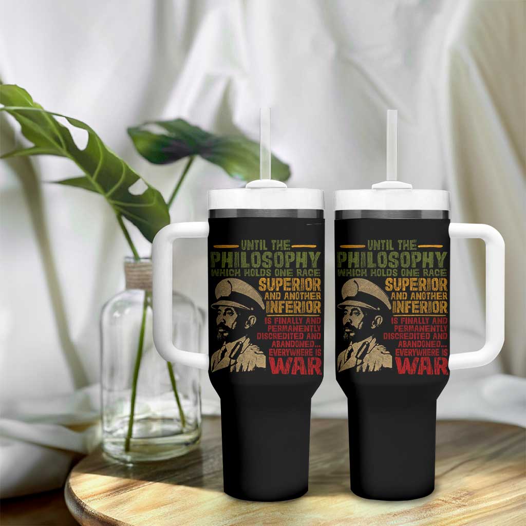 Haile Selassie Tumbler With Handle War Speech Lion of Judah Rasta Jah Bless - Wonder Print Shop