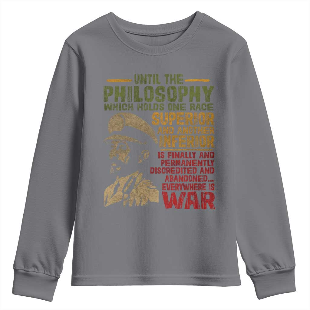 Haile Selassie Youth Sweatshirt War Speech Lion of Judah Rasta Jah Bless - Wonder Print Shop