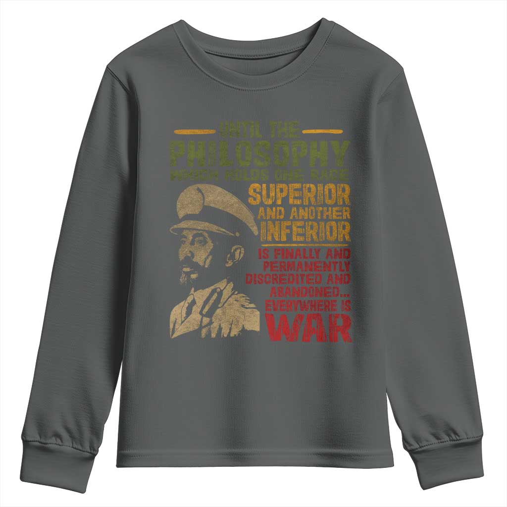 Haile Selassie Youth Sweatshirt War Speech Lion of Judah Rasta Jah Bless - Wonder Print Shop