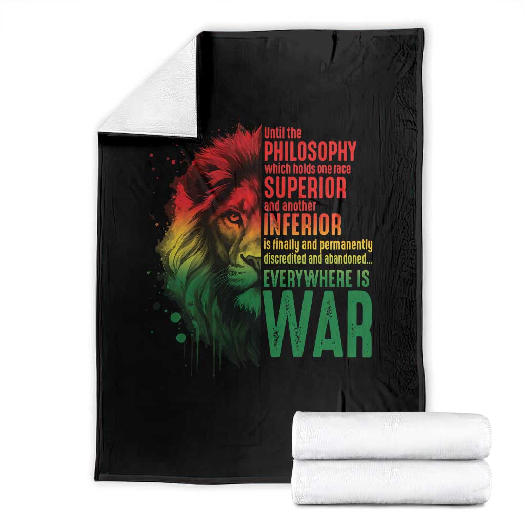 Lion of Judah Throw Blanket Rasta Haile Selassie War Speech Jah Bless - Wonder Print Shop