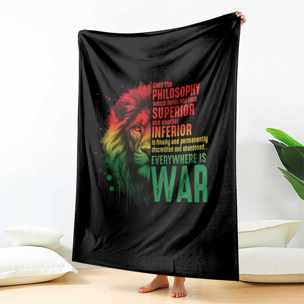 Lion of Judah Throw Blanket Rasta Haile Selassie War Speech Jah Bless - Wonder Print Shop