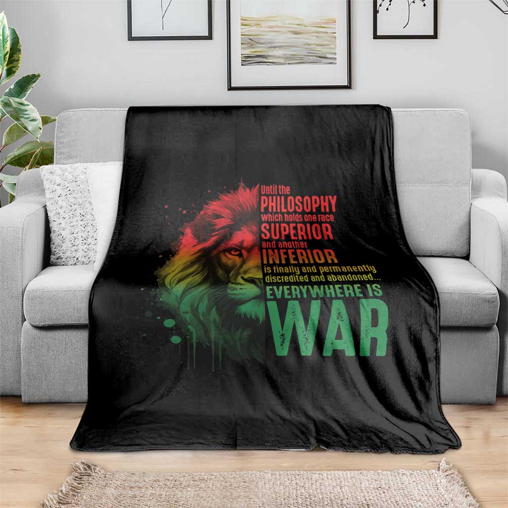 Lion of Judah Throw Blanket Rasta Haile Selassie War Speech Jah Bless - Wonder Print Shop