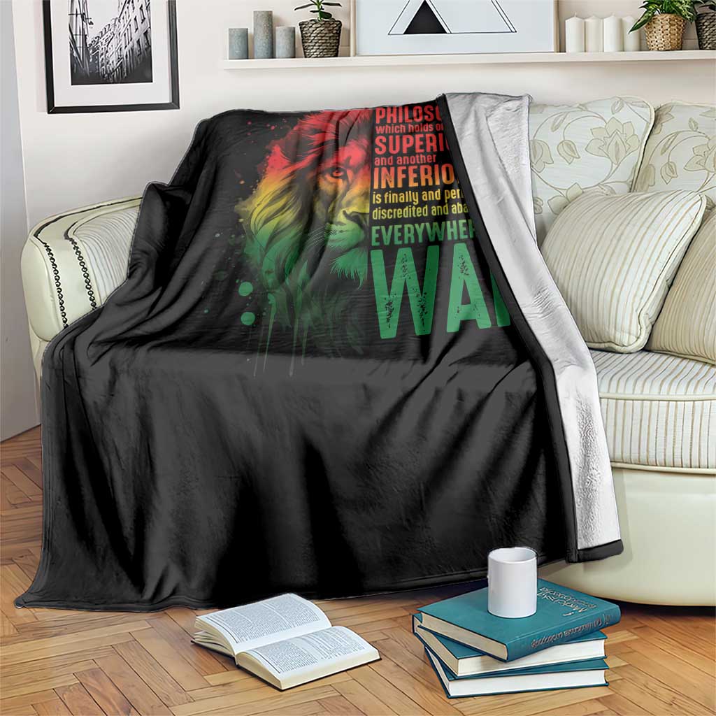 Lion of Judah Throw Blanket Rasta Haile Selassie War Speech Jah Bless - Wonder Print Shop