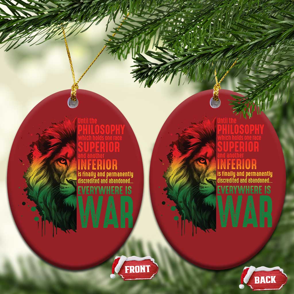 Lion of Judah Christmas Ornament Rasta Haile Selassie War Speech Jah Bless - Wonder Print Shop